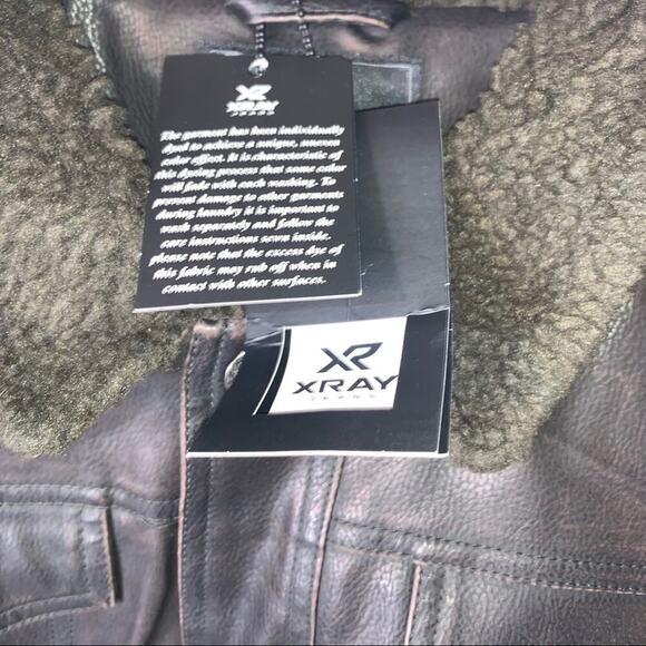 Men’s Leather coat/jacket XRAY JEANS brand TRUCKER JACKET WITH FAUX FUR collar - Picture 9 of 14